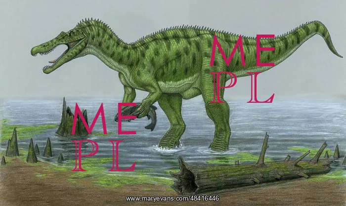 : A Baryonyx walkeri dinosaur catches a fish : A Baryonyx walkeri dinosaur catches a fish