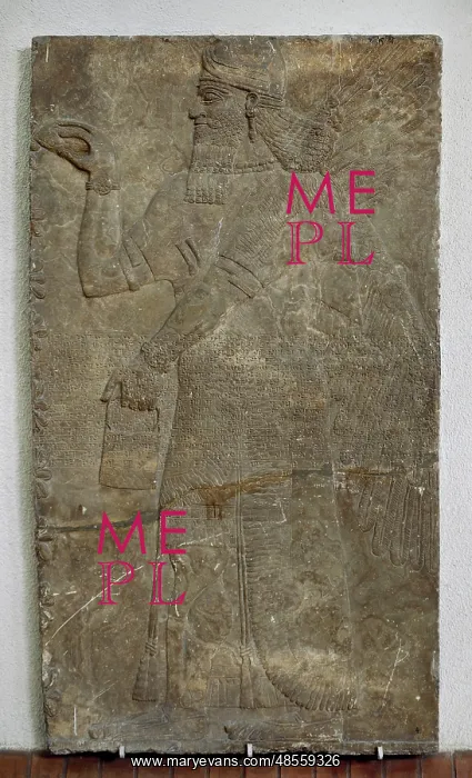 : Bas relief Assyrian Genie. 9th century BC. Archeological Mus : Bas relief Assyrian Genie. 9th century BC. Archeological Mus