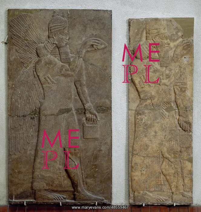 : Bas relief Assyrian Genie. 9th century BC. Archeological Mus : Bas relief Assyrian Genie. 9th century BC. Archeological Mus