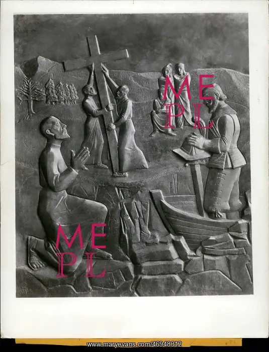 : Bas relief commemorating Jesuit settlement in USA : Bas relief commemorating Jesuit settlement in USA