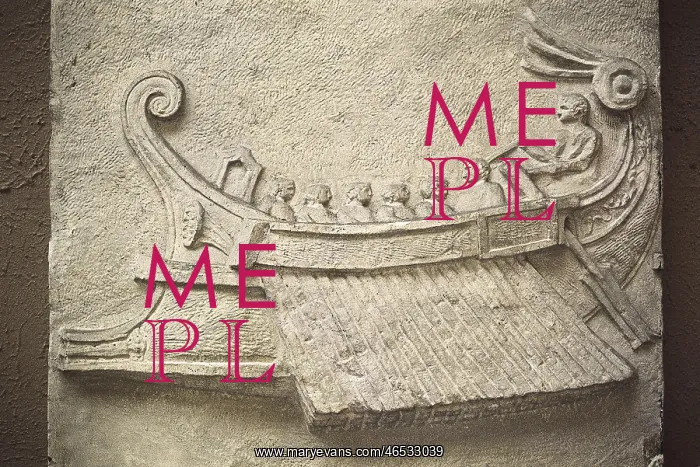 : Bas-relief representing a trireme. Roman art. Relief : Bas-relief representing a trireme. Roman art. Relief