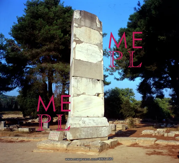: The base or pillar of the Nike of Paionios : The base or pillar of the Nike of Paionios