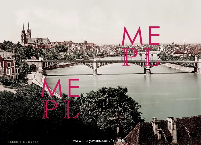  : Basel, Switzerland, city river and bridges
