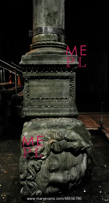 : Basilica Cistern. 6th century. Medusa column base. Istanbul : Basilica Cistern. 6th century. Medusa column base. Istanbul