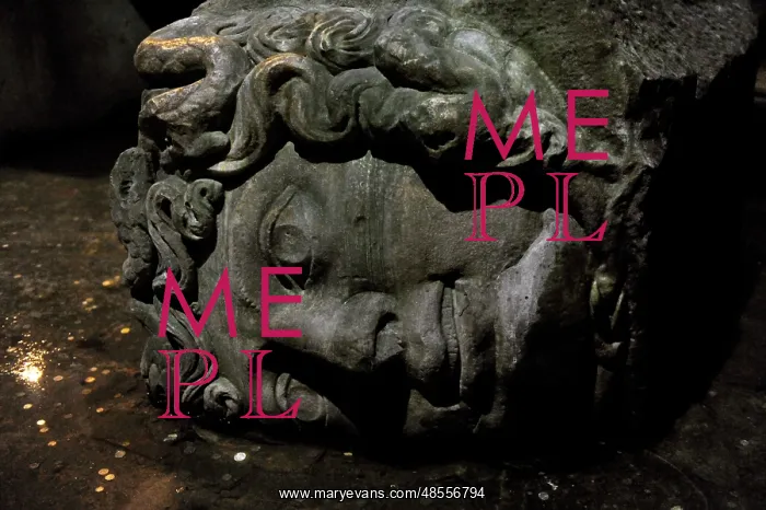 : Basilica Cistern. 6th century. Medusa column base. Istanbul : Basilica Cistern. 6th century. Medusa column base. Istanbul
