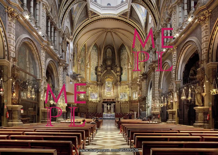 : Basilica, Santa Maria monastery, Montserrat, Catalonia : Basilica, Santa Maria monastery, Montserrat, Catalonia