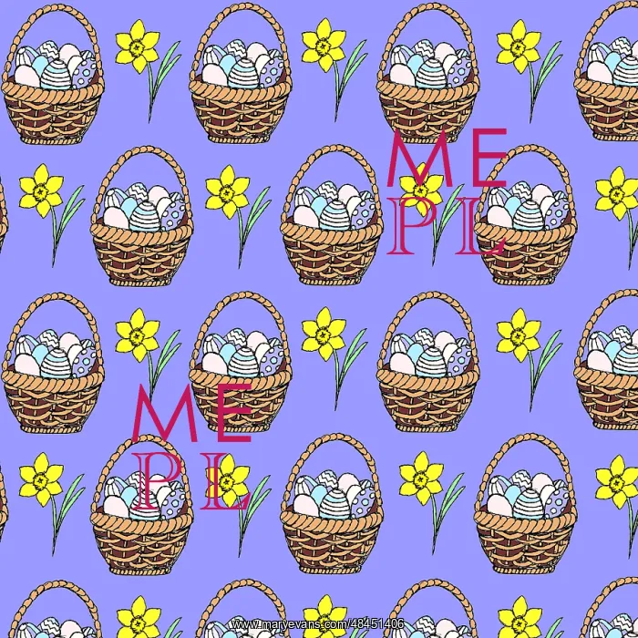  : Basket of Easter eggs repeat pattern