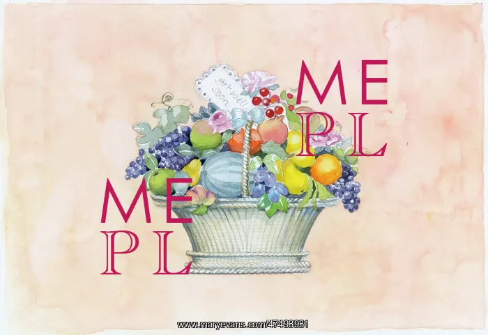 : Basket of Fruit with Get Well Soon : Basket of Fruit with Get Well Soon