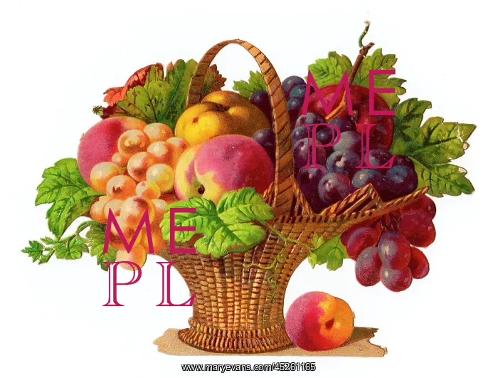  : Basket of fruit on a Victorian scrap