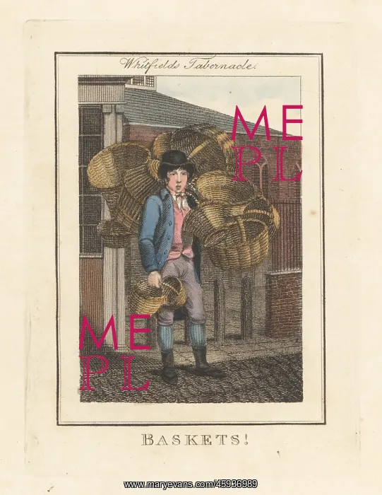 : Basket seller in front of Whitfields Tabernacle : Basket seller in front of Whitfields Tabernacle