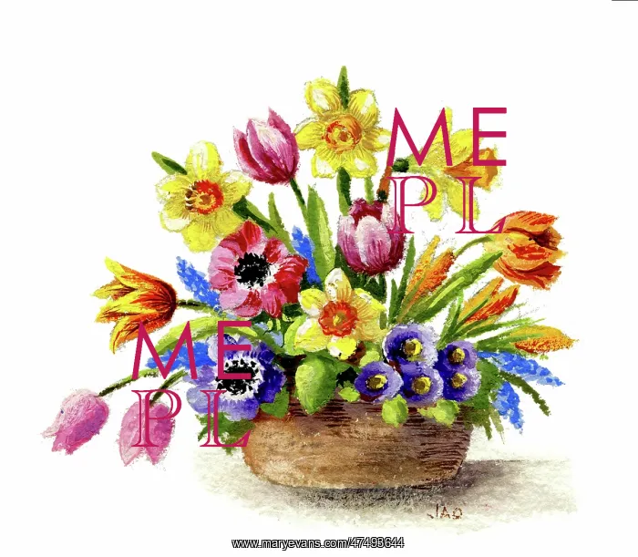  : Basket of spring flowers