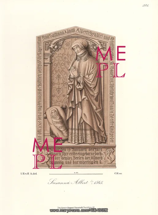 : Basrelief gravestone of Susannna Albert, died 1565 : Basrelief gravestone of Susannna Albert, died 1565