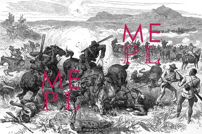 : Basuto Gun War, 1880 - village attacked : Basuto Gun War, 1880 - village attacked