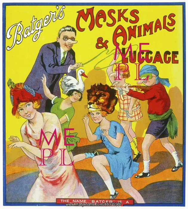 : Batgers Masks and Animals Luggage label : Batgers Masks and Animals Luggage label