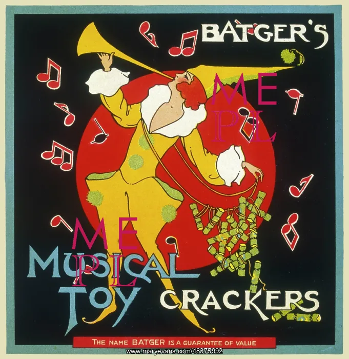 : Batgers Musical Toy Crackers label : Batgers Musical Toy Crackers label