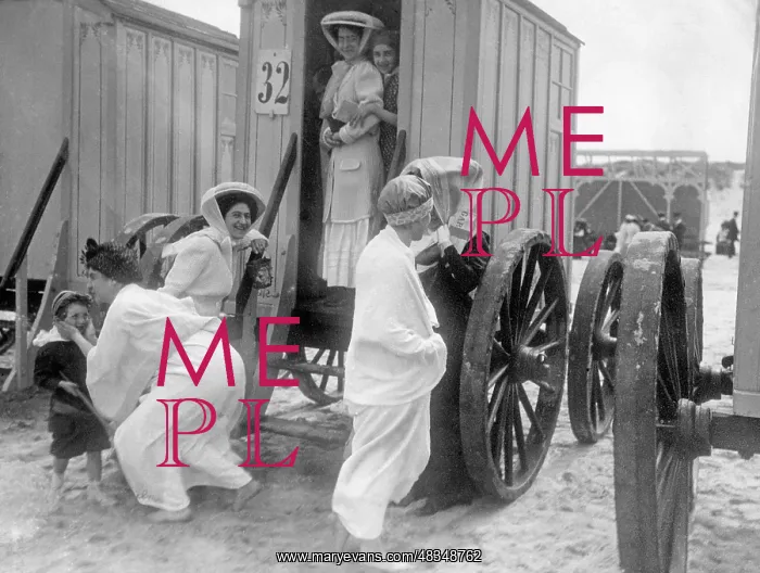 : Bathers at the bathing machine, 1909 : Bathers at the bathing machine, 1909