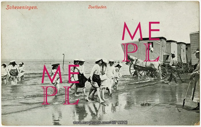 : Bathers and Bathing Machines at Scheveningen, The Hague : Bathers and Bathing Machines at Scheveningen, The Hague