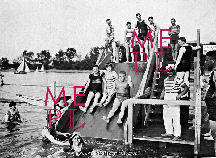 : Bathers in the Danube lido Vienna, 1909 : Bathers in the Danube lido Vienna, 1909
