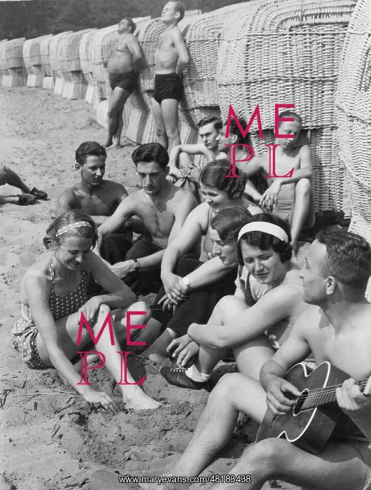 : Bathers at Gruenau beach, 1937 : Bathers at Gruenau beach, 1937