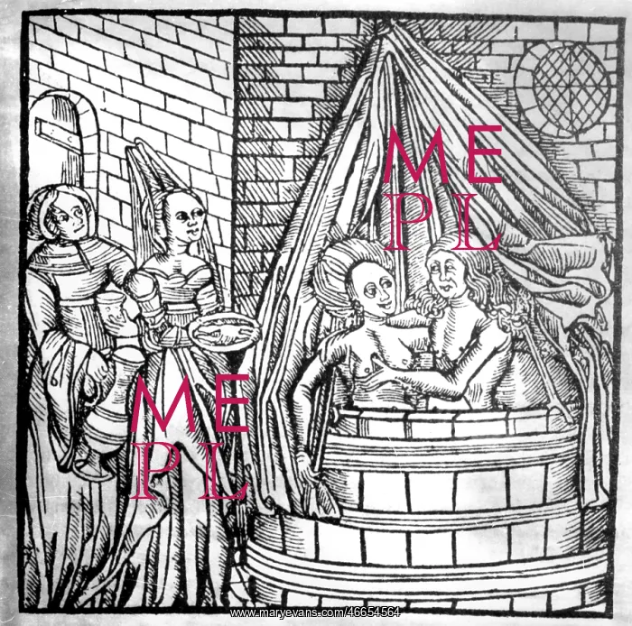  : bathing, bath house, The casual Bath, woodcut