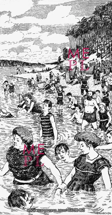 : bathing, bathers in an open-air bath, circa 1910 : bathing, bathers in an open-air bath, circa 1910