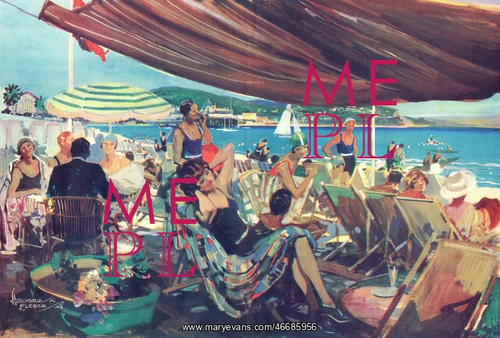 : The Bathing Plage at Nice by Howard K. Elcock : The Bathing Plage at Nice by Howard K. Elcock