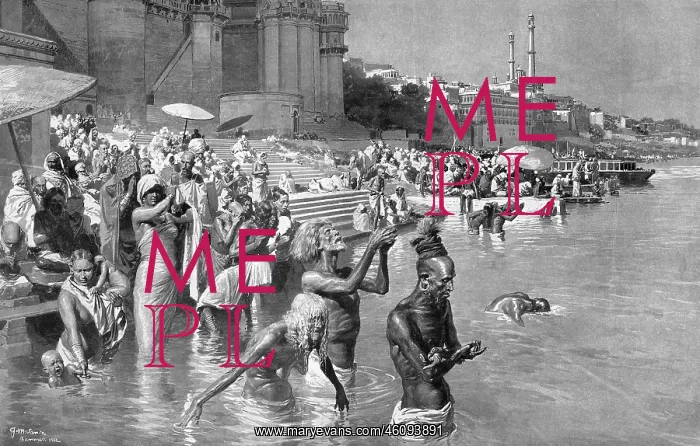 : Bathing at the River Ganges, 1912 : Bathing at the River Ganges, 1912
