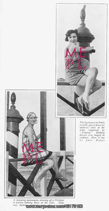 : Two bathing suits shown on the Lido, Venice, 1926 : Two bathing suits shown on the Lido, Venice, 1926
