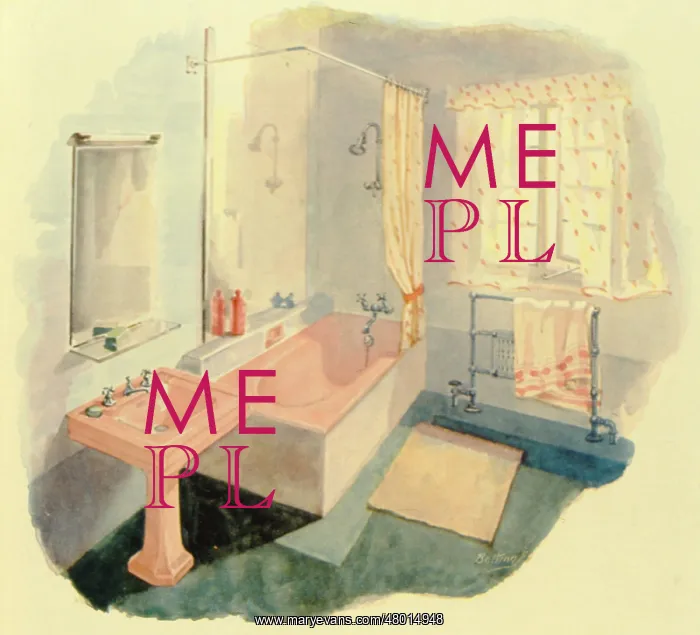 : Bathroom with pink bath and washbasin : Bathroom with pink bath and washbasin