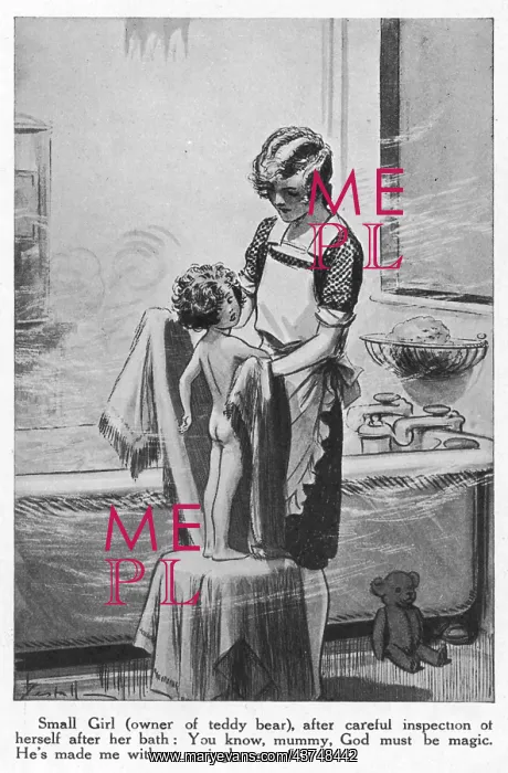 : A bathtime scene, by Alfred E. Bestall : A bathtime scene, by Alfred E. Bestall