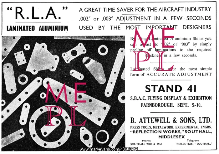 : B.Attewell. Southall, Middlesex. R.L.A : B.Attewell. Southall, Middlesex. R.L.A