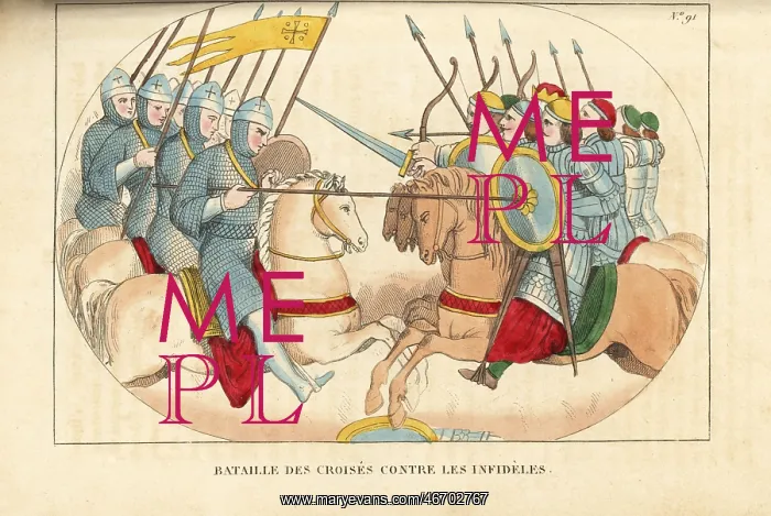 : Battle between crusaders and infidels, 12th century : Battle between crusaders and infidels, 12th century