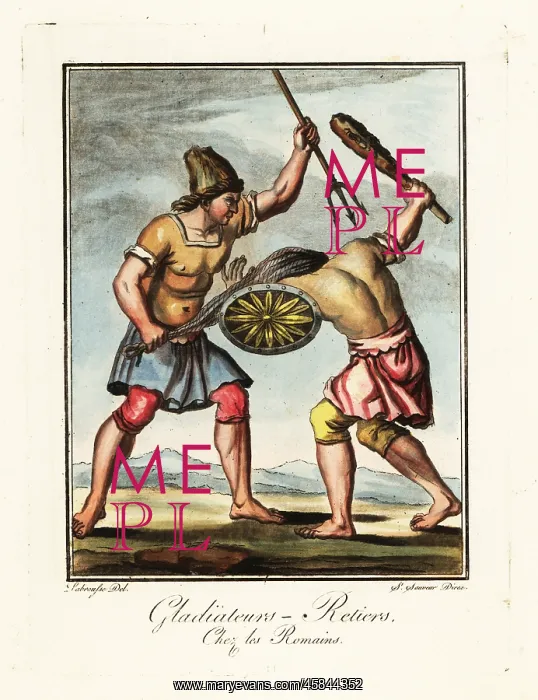 : A battle between gladiators, ancient Rome : A battle between gladiators, ancient Rome
