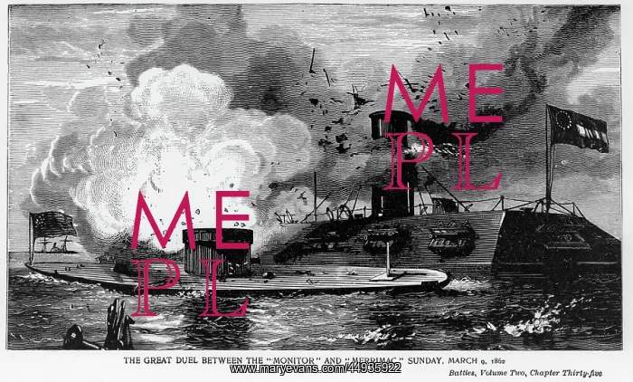 : Battle of Ironclads Between Confederate Merrimack : Battle of Ironclads Between Confederate Merrimack