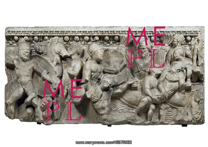: Battle of Marathon. Detail of a sarcophagus : Battle of Marathon. Detail of a sarcophagus