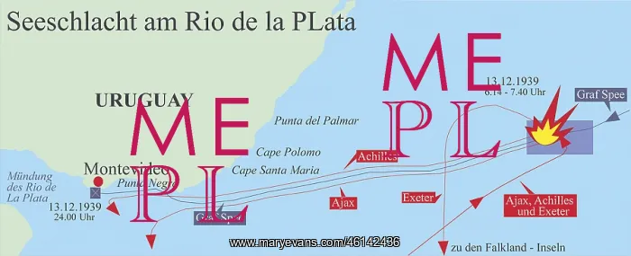 : Battle of the River Plate Map 1939 : Battle of the River Plate Map 1939