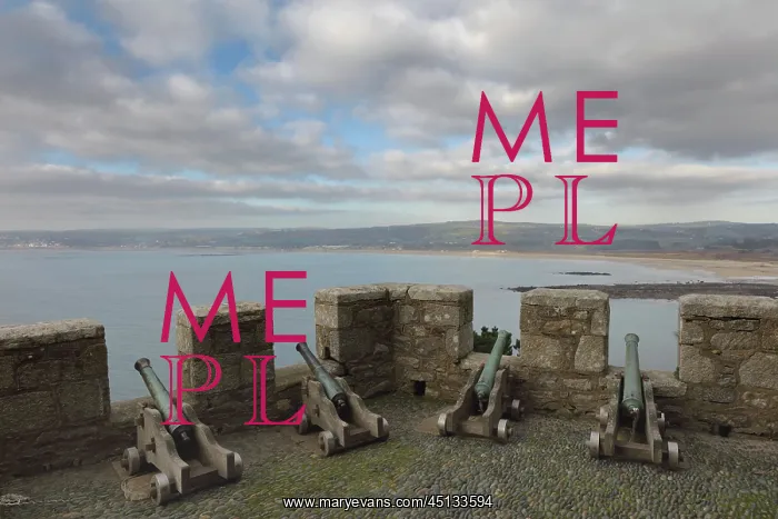: Battlements, St Michael's Mount, Cornwall, England : Battlements, St Michael's Mount, Cornwall, England