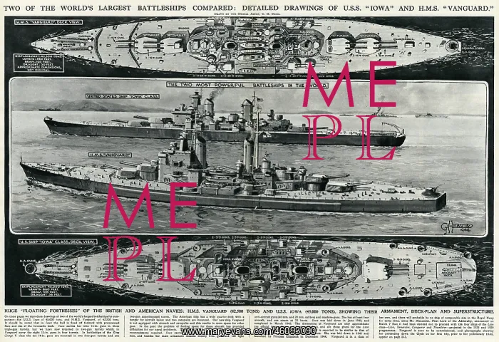: Two Battleships Comparison by G. H. Davis : Two Battleships Comparison by G. H. Davis