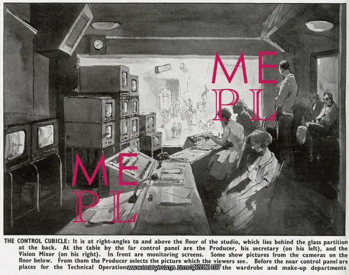 : BBC production of a television play - control cubicle : BBC production of a television play - control cubicle