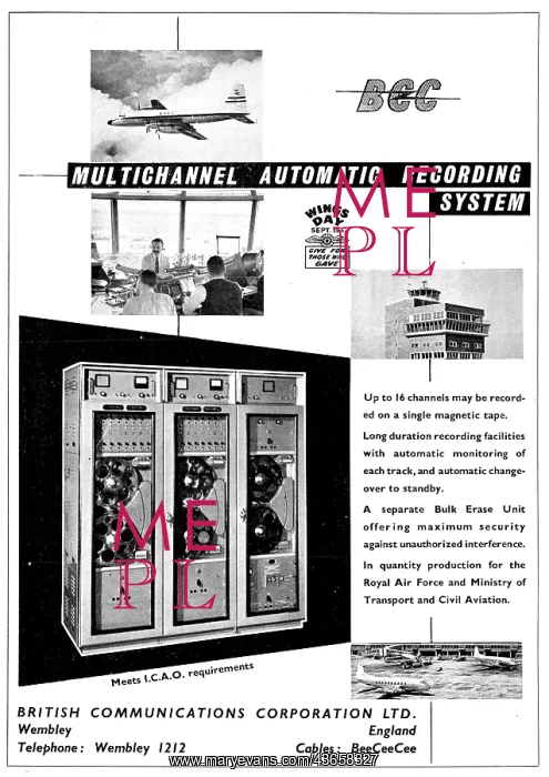 : BCC British Communications Corporation. ATC Recording System : BCC British Communications Corporation. ATC Recording System