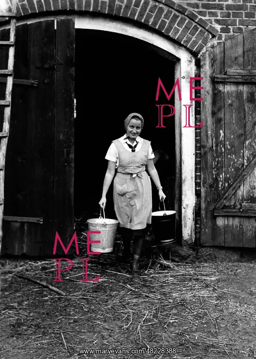 : BDM girl working in the shed, 1940 : BDM girl working in the shed, 1940