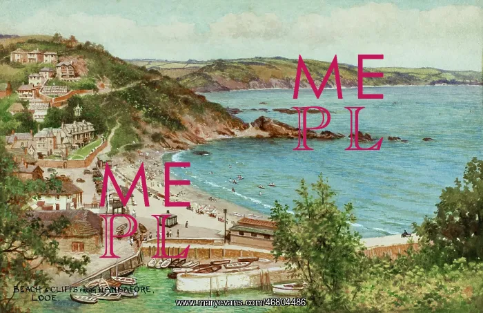 : Beach and cliffs from Hannafore, Looe, Cornwall : Beach and cliffs from Hannafore, Looe, Cornwall