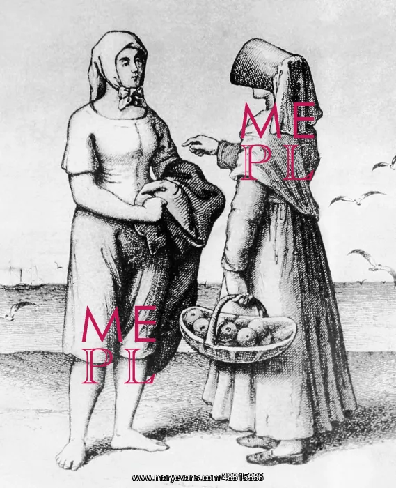 : Beach fashion, around 1850 : Beach fashion, around 1850