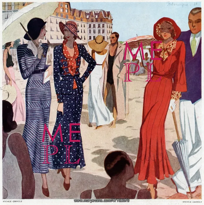 : Beach at La Baule, Brittany 1931 : Beach at La Baule, Brittany 1931