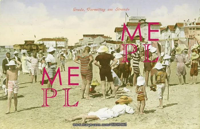 : Grado. Beach life in Grado. 1912. Postcard : Grado. Beach life in Grado. 1912. Postcard