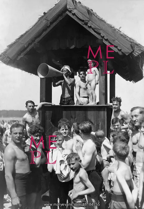 : Beach lifeguards at the lido Wansee, 1935 : Beach lifeguards at the lido Wansee, 1935