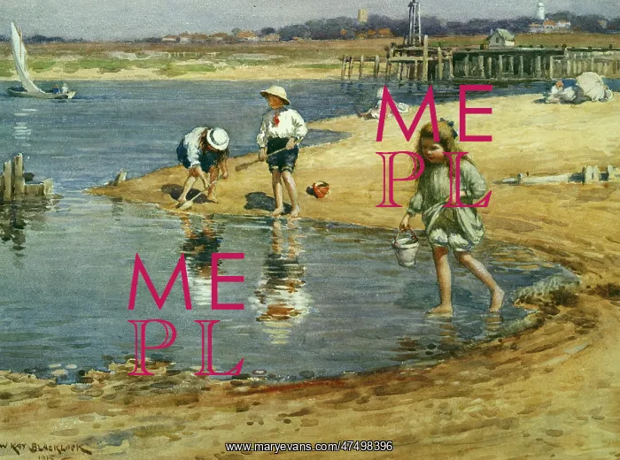 : Beach Scene ' with children : Beach Scene ' with children