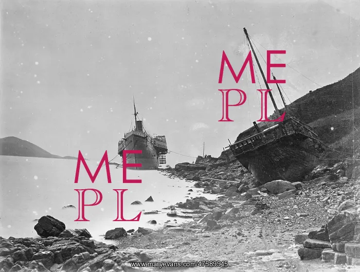 : Beached paddle steamer. China : Beached paddle steamer. China