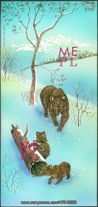 : Bear and two cubs in the snow : Bear and two cubs in the snow