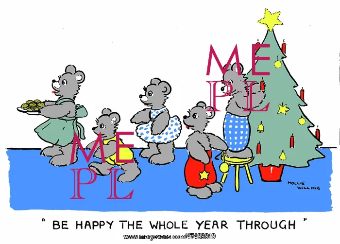 : Bear with mince pies & bear decorating tree : Bear with mince pies & bear decorating tree